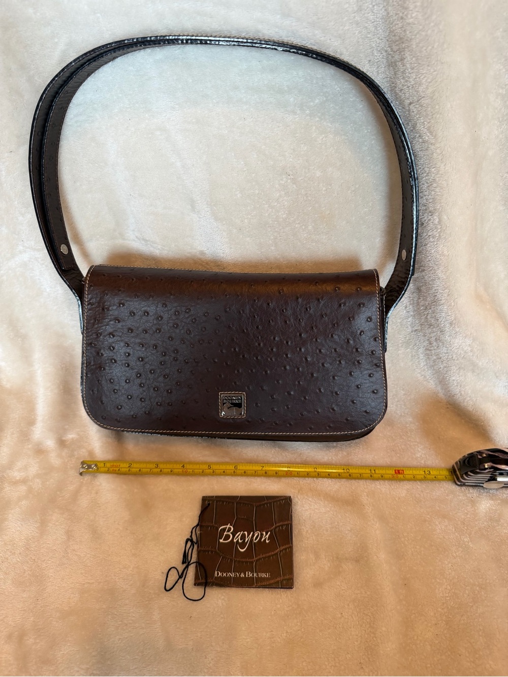 Dooney & Bourke Bayou Ostrich Dark Brown Leather Shoulder Bag